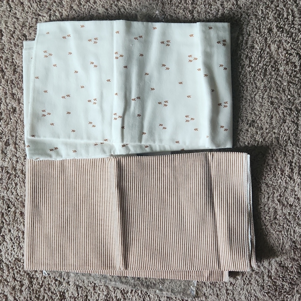 Carter's Receiving Blankets Set of 2 NWOT Cream Brown